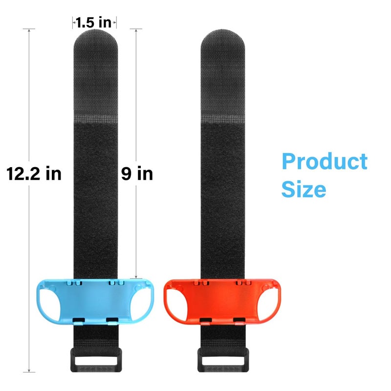 JoyHood 2 Pack Wrist Band Straps compatible with Dance Game 2022 2021 2020 2019 & Zumba Burn It Up for Switch/Switch OLED Joy-Con, Adjustable Elastic Strap Switch Controller Accessories (Red & Blue) - Image 5